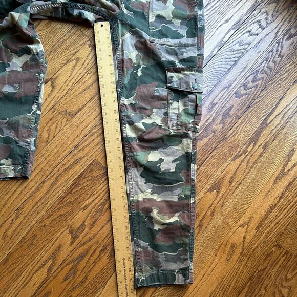 Anthropologie Pants Womens Camo Linen Blend Cargo Pocket Green Khaki Size 27100 - Picture 4 of 10